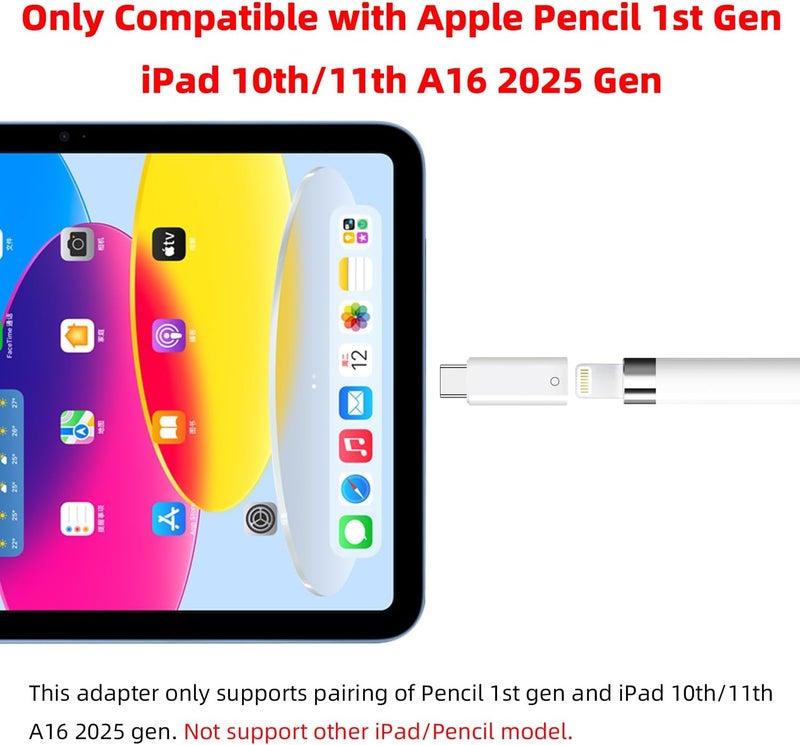 AreMe USB C to Pencil Adapter Designed for Apple Pencil 1st Generation, Only Compatible with iPad 10th/11th A16 2025 Gen, Type C Pencil Charging Dongle Connector (White) - Image 2
